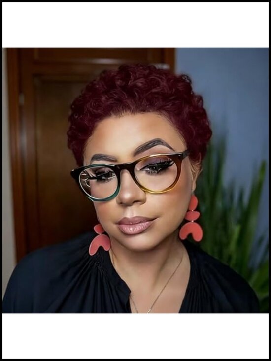 Short Afro Curly Human Hair Pixie Cut Wig with Bangs Glueless Full Machine Made main image 5